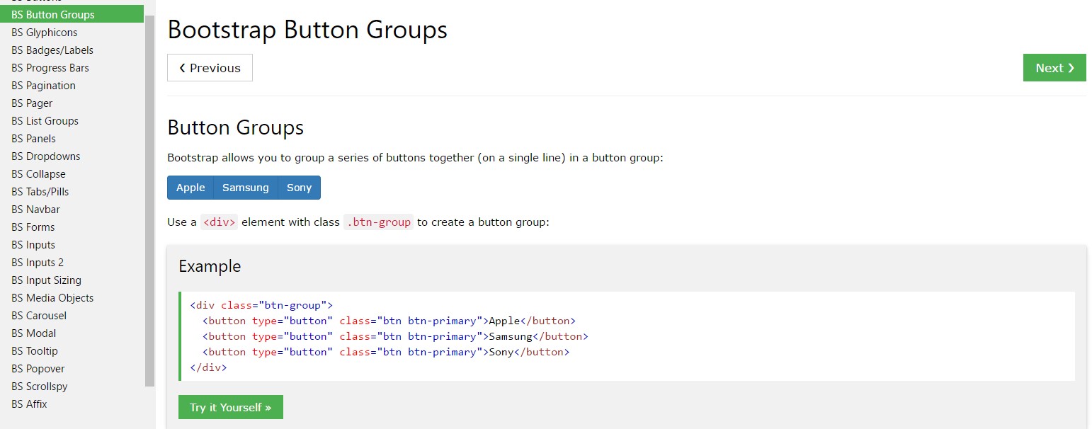 Bootstrap button group  information